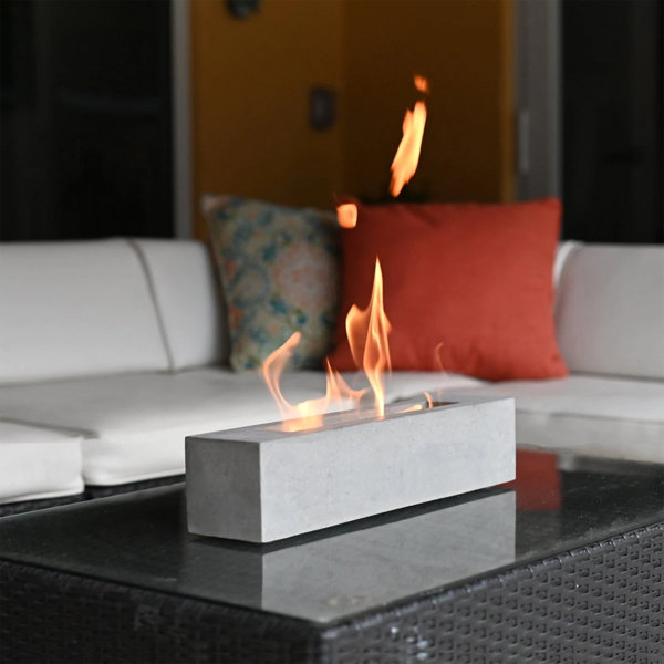 Colsen Rectangular Concrete BioEthanol Tabletop Fireplace Indoor and